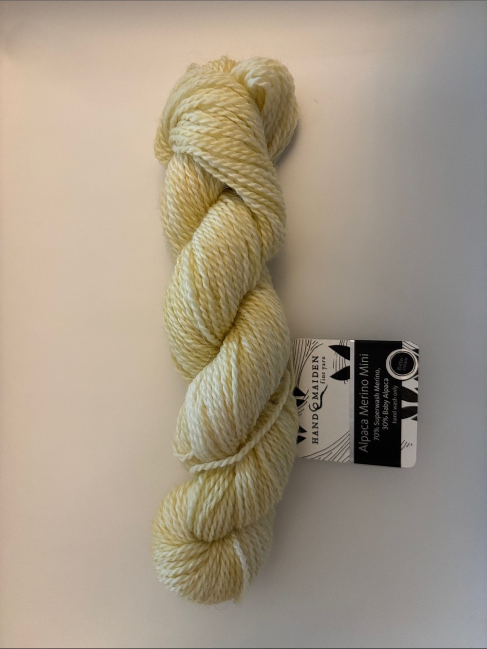 Hand Maiden Fine Yarn Alpaca Merino Mini Yarn - Buttercream Hand Dyed in Canada